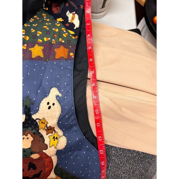 Hand Sewn Leslie Beck Vest Ghosts Pumpkins Cute Witch Open Tie Back M - Picture 9 of 16